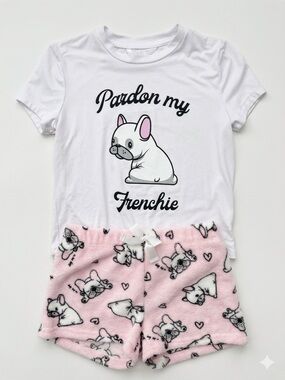 URBAN KIDS Girls Pajama Set Pink Plush Shorts M 10/12